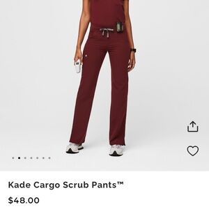 Figs Burgundy Kate Cargo Scrub Pants